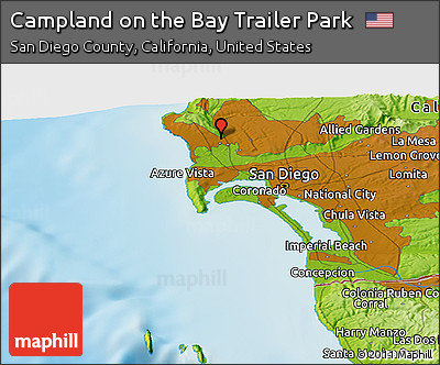 Physical Panoramic Map of Campland On the Bay Trailer Park