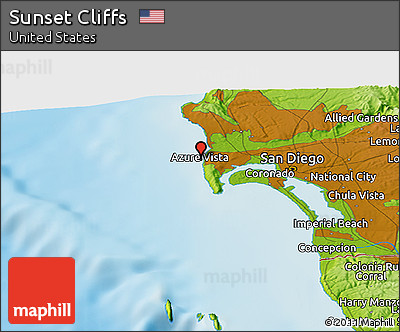 Physical Panoramic Map of Sunset Cliffs