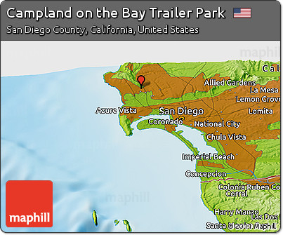 Physical Panoramic Map of Campland On the Bay Trailer Park