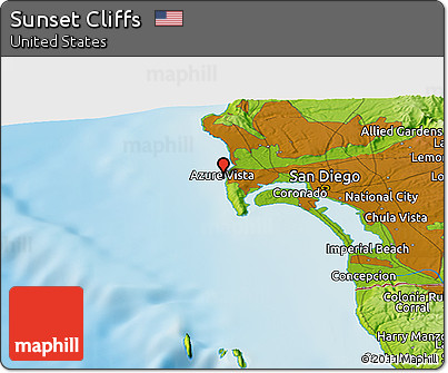Physical Panoramic Map of Sunset Cliffs
