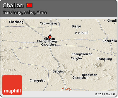 Shaded Relief Panoramic Map of Chajian