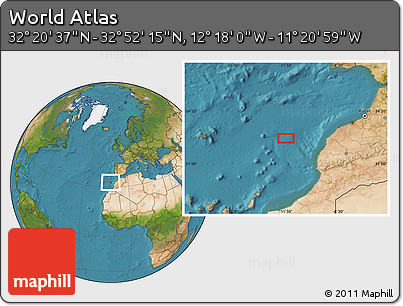 Satellite Location Map of the Area around 32° 36' 26" N, 11° 49' 29" W