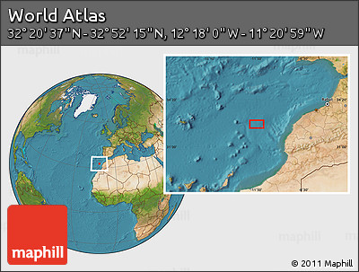 Satellite Location Map of the Area around 32° 36' 26" N, 11° 49' 29" W