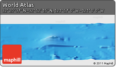 Physical Panoramic Map of the Area around 32° 36' 26" N, 121° 28' 29" W