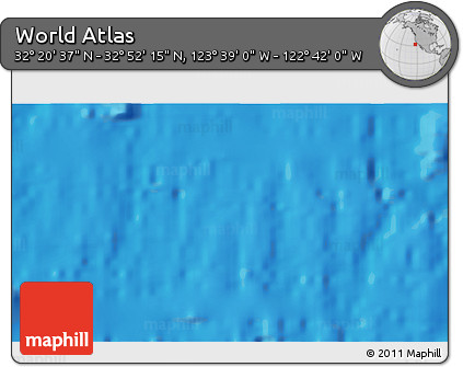 Physical 3D Map of the Area around 32° 36' 26" N, 123° 10' 30" W