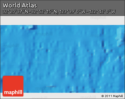 Physical 3D Map of the Area around 32° 36' 26" N, 123° 10' 30" W