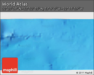 Physical 3D Map of the Area around 32° 36' 26" N, 12° 40' 30" W
