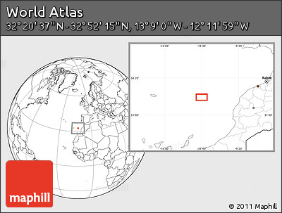 Blank Location Map of the Area around 32° 36' 26" N, 12° 40' 30" W