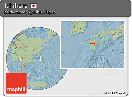 Savanna Style Location Map of Ishihara, hill shading