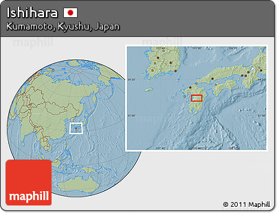 Savanna Style Location Map of Ishihara, hill shading