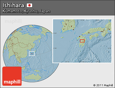 Savanna Style Location Map of Ishihara, hill shading