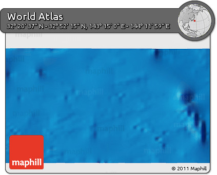 Physical 3D Map of the Area around 32° 36' 26" N, 143° 43' 29" E