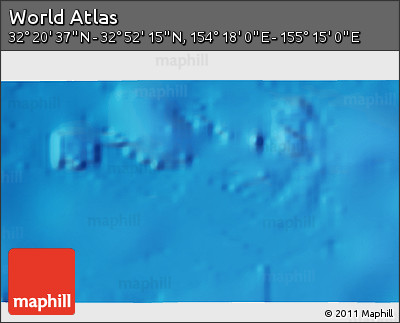 Physical 3D Map of the Area around 32° 36' 26" N, 154° 46' 30" E