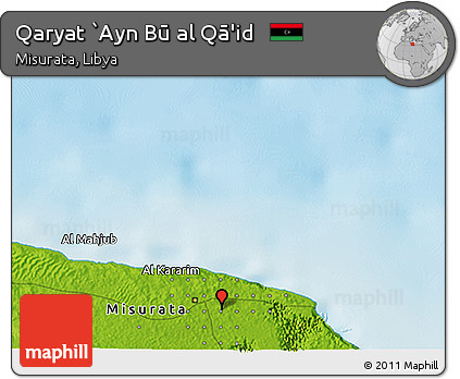 Physical 3D Map of Qaryat `Ayn Bū Al Qā'id