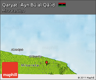 Physical 3D Map of Qaryat `Ayn Bū Al Qā'id