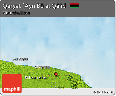 Physical 3D Map of Qaryat `Ayn Bū Al Qā'id