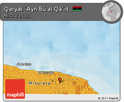 Political 3D Map of Qaryat `Ayn Bū Al Qā'id