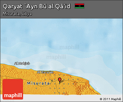 Political 3D Map of Qaryat `Ayn Bū Al Qā'id