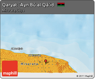 Political 3D Map of Qaryat `Ayn Bū Al Qā'id