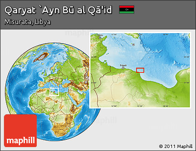 Physical Location Map of Qaryat `Ayn Bū Al Qā'id
