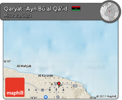 Shaded Relief Map of Qaryat `Ayn Bū Al Qā'id