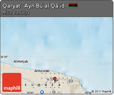 Shaded Relief Map of Qaryat `Ayn Bū Al Qā'id