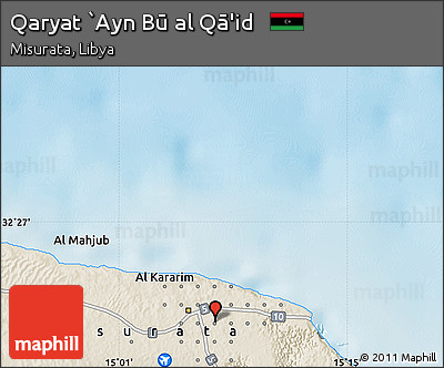 Shaded Relief Map of Qaryat `Ayn Bū Al Qā'id