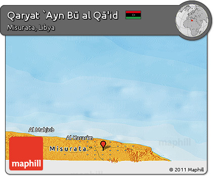 Political Panoramic Map of Qaryat `Ayn Bū Al Qā'id
