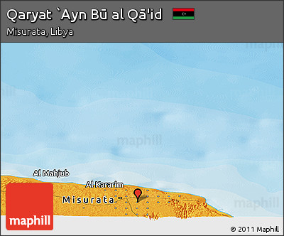 Political Panoramic Map of Qaryat `Ayn Bū Al Qā'id