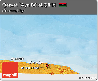 Political Panoramic Map of Qaryat `Ayn Bū Al Qā'id