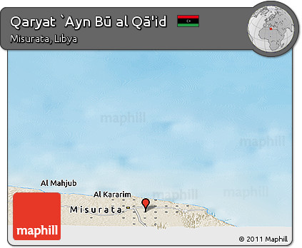Shaded Relief Panoramic Map of Qaryat `Ayn Bū Al Qā'id