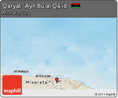 Shaded Relief Panoramic Map of Qaryat `Ayn Bū Al Qā'id