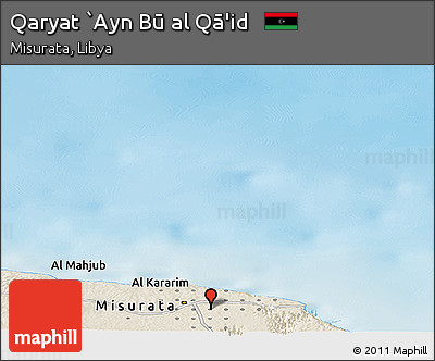 Shaded Relief Panoramic Map of Qaryat `Ayn Bū Al Qā'id