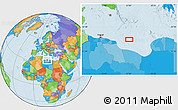 Political Location Map of the area around 32° 36' 26" N, 17° 4' 30" E