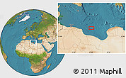Satellite Location Map of the area around 32° 36' 26" N, 17° 4' 30" E