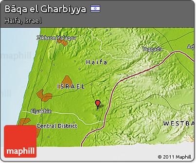 Physical 3D Map of Bāqa El Gharbiyya
