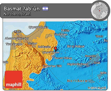 Political 3D Map of Basmat Ṭab`ūn