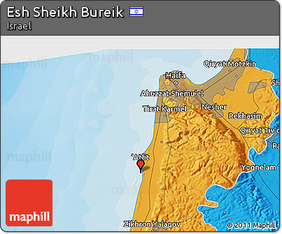 Political 3D Map of Esh Sheikh Bureik
