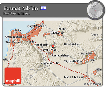 Shaded Relief 3D Map of Basmat Ṭab`ūn