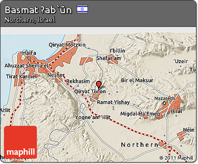 Shaded Relief 3D Map of Basmat Ṭab`ūn