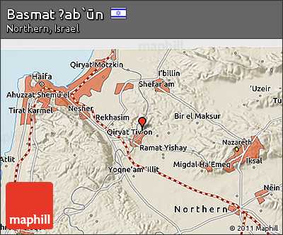 Shaded Relief 3D Map of Basmat Ṭab`ūn