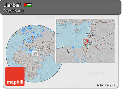 Gray Location Map of Jarbā', hill shading