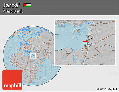 Gray Location Map of Jarbā', hill shading
