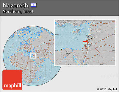 Gray Location Map of Nazareth, hill shading