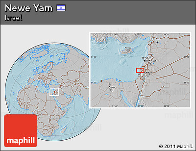 Gray Location Map of Newe Yam, hill shading