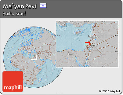 Gray Location Map of Ma`yan Ẕevi, hill shading