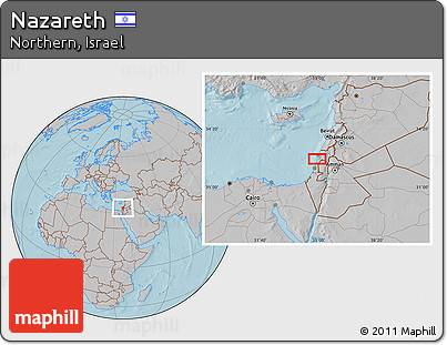Gray Location Map of Nazareth, hill shading
