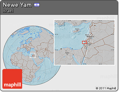 Gray Location Map of Newe Yam, hill shading