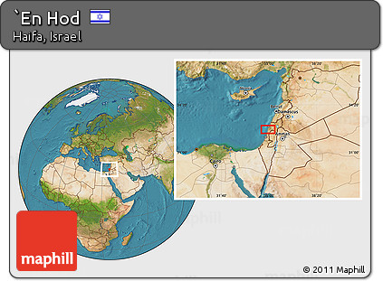 Satellite Location Map of `En Hod
