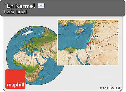 Satellite Location Map of `En Karmel
